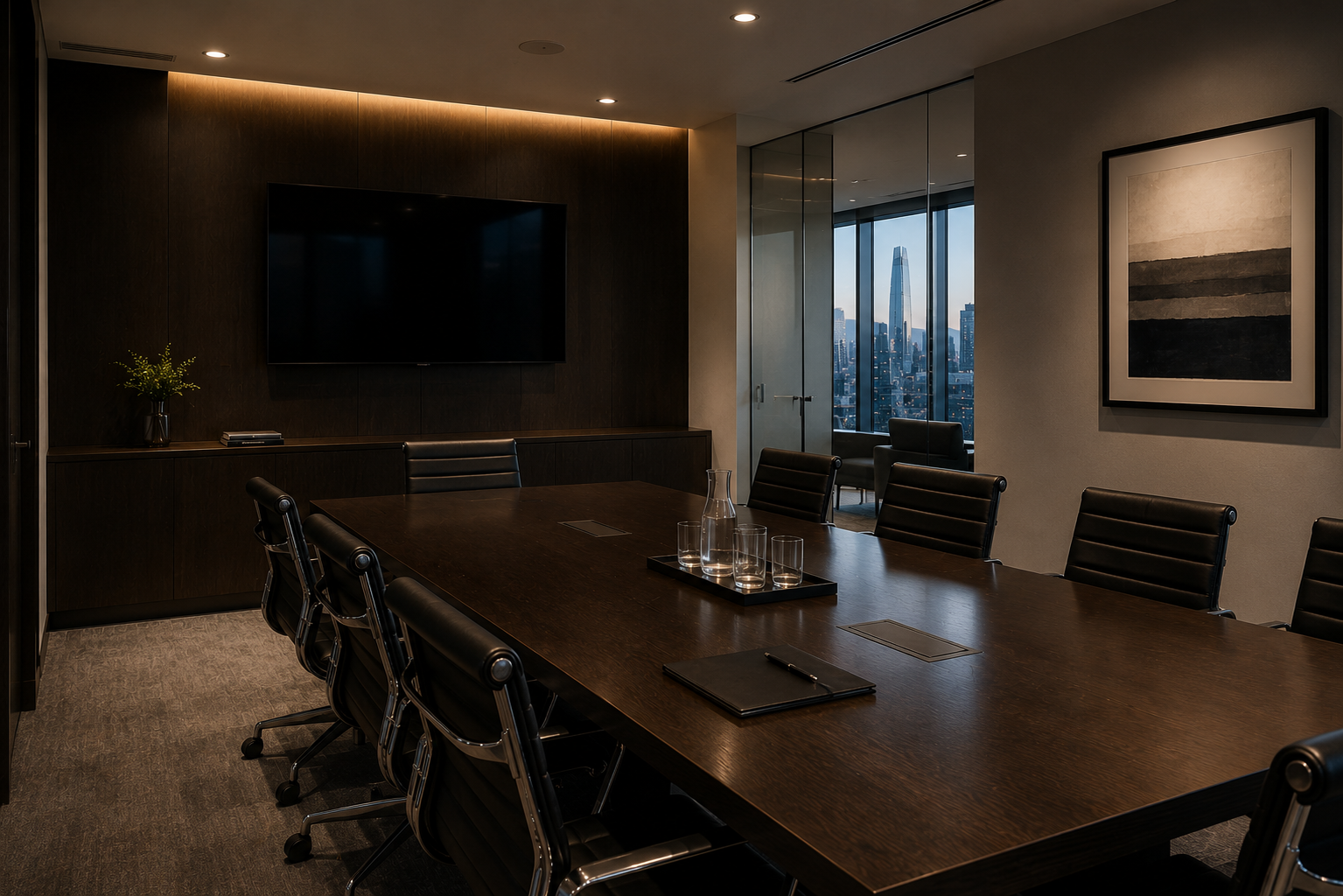 Sala de reuniones ejecutiva para asesoría legal estratégica